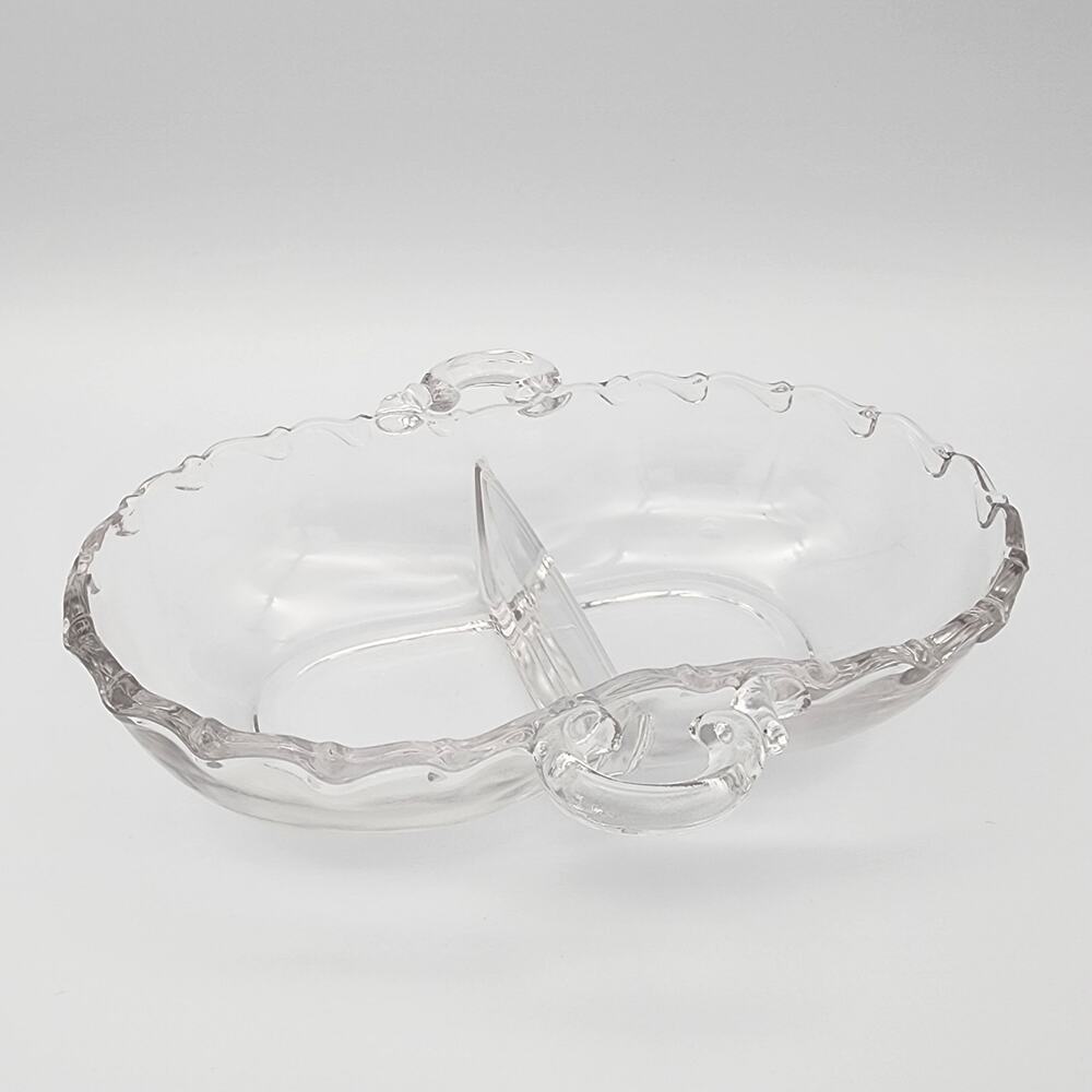 Fostoria Relish Dish 7 1/2" Divided Century Pattern Glass 1960s Vintage